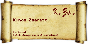 Kunos Zsanett névjegykártya